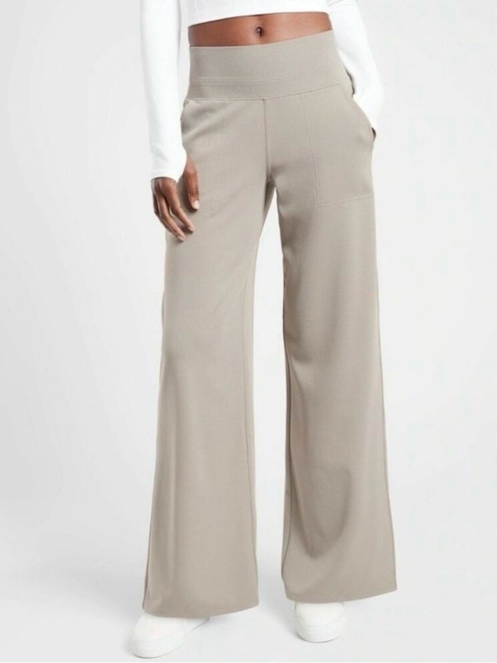 Athleta Wide Leg Bluff Grey Stretch Elevated Athleisure Trouser Venice Pants 1X